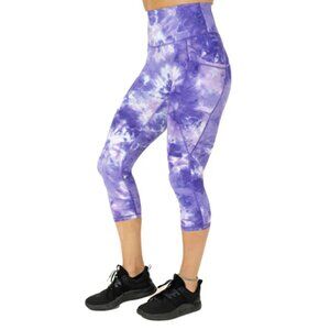 CONSTANTLY VARIED GEAR Purple Tie Dye Hard Capris Versatile Leggings CVG Large